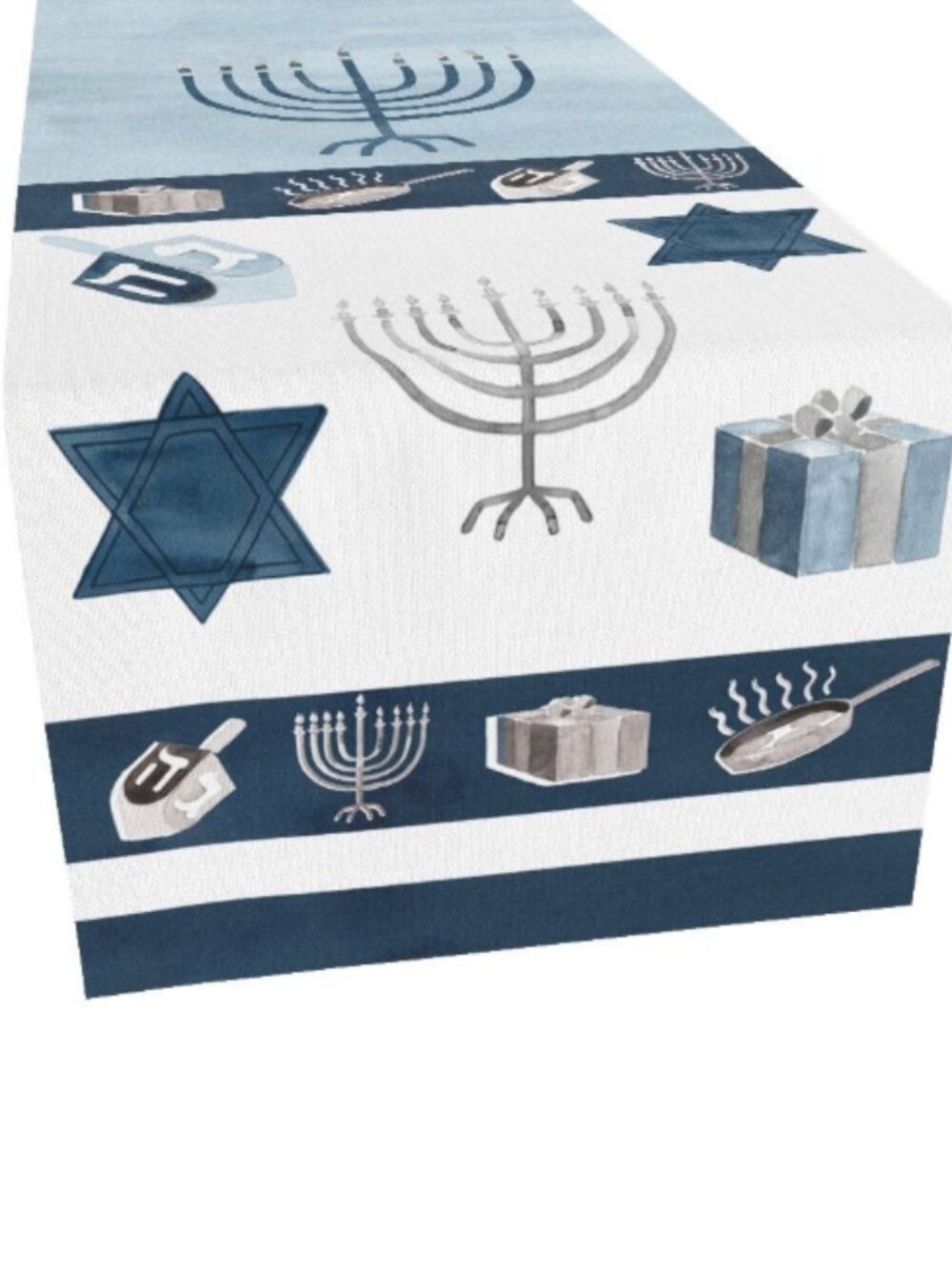 Happy Hanukkah Table Runner, 72" X 13" - Open Blue